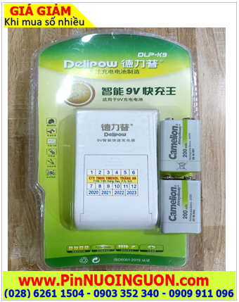 Delipow DLP-K9; Bộ sạc pin 9v DLP-K9 kèm 2 pin sạc Camelion NH-9V200ARBP1 (9v 200mAh)